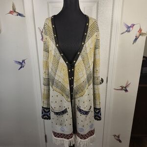 Icelandic Design Folk Nordic Merino Wool Cardigan Size L